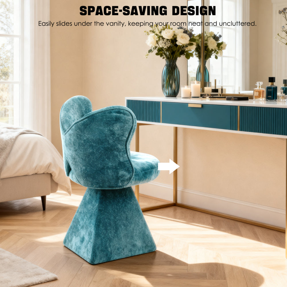 Draaifauteuil – Accentstoel – Eetkamerstoel – Relaxstoel – Bureaustoel – Vlinderrug Ontwerp – 360 Graden Draaibaar – Eenvoudige Montage – Blauw