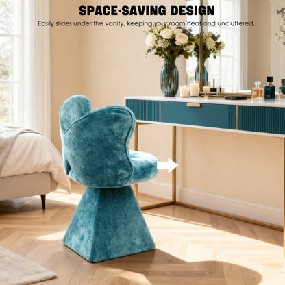 Draaifauteuil – Accentstoel – Eetkamerstoel – Relaxstoel – Bureaustoel – Vlinderrug Ontwerp – 360 Graden Draaibaar – Eenvoudige Montage – Blauw