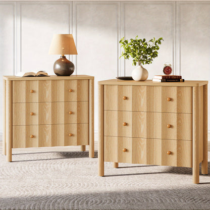 Nachtkastje – Bijzettafel – Bedside Table – Opbergkast – Ladekast – Extra Breed 80 cm – Natuur Eikenhout – 3 Lades Met Geruisloze Rails – Stevig Hout & Eenvoudig In Elkaar Te Zetten