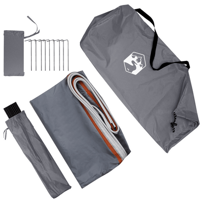 Tent Fly – Tentzeil – Luifel – Kampeertent Overkapping – Outdoor Schaduwdoek – Grijs – Groot Formaat 302x240x240 cm – UV Bescherming & Waterdicht Polyester