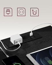 Nachtkastje set van 2 - Slaapkamer - Modern - Ebbenhout zwart - 3 lades - Met stopcontact