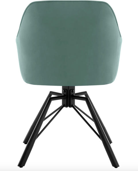 Eetkamerstoel - Set van 2 stoelen - Fluweel eetkamer stoel - Eettafel stoel - Fauteuil - Draaibaar - Velvet - Metalen poot - Turquoise