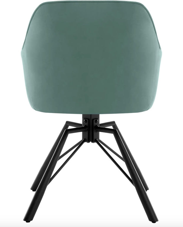 Eetkamerstoel - Set van 2 stoelen - Fluweel eetkamer stoel - Eettafel stoel - Fauteuil - Draaibaar - Velvet - Metalen poot - Turquoise
