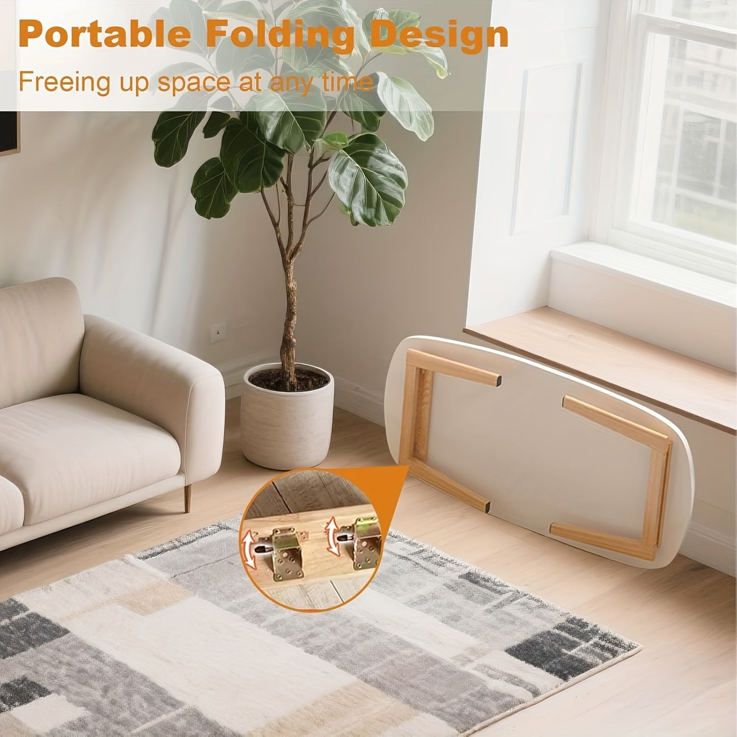 Opvouwbare Tafel – Klaptafel – Vouwtafel – Inklapbare Tafel – Koffietafel – Compact 80x50x44 cm – Stevige MDF Constructie – Ruimtebesparend Design