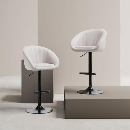 Receptiestoel – Wachtruimtestoel – Vergaderstoel – Eetkamerstoel – Bureaustoel – Hoogte Verstelbaar – Luxe Beige Linnen Bekleding – Met Ergonomische Rugleuning – Set van 2