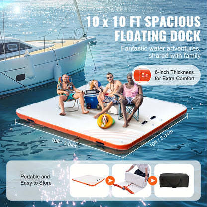Drijvend Dock – Opblaasbare Steiger – Zwemplatform – Waterplatform – Drijvend Platform – 3,05x3,05 Meter – Stabiel PVC Materiaal – Inclusief Ladder