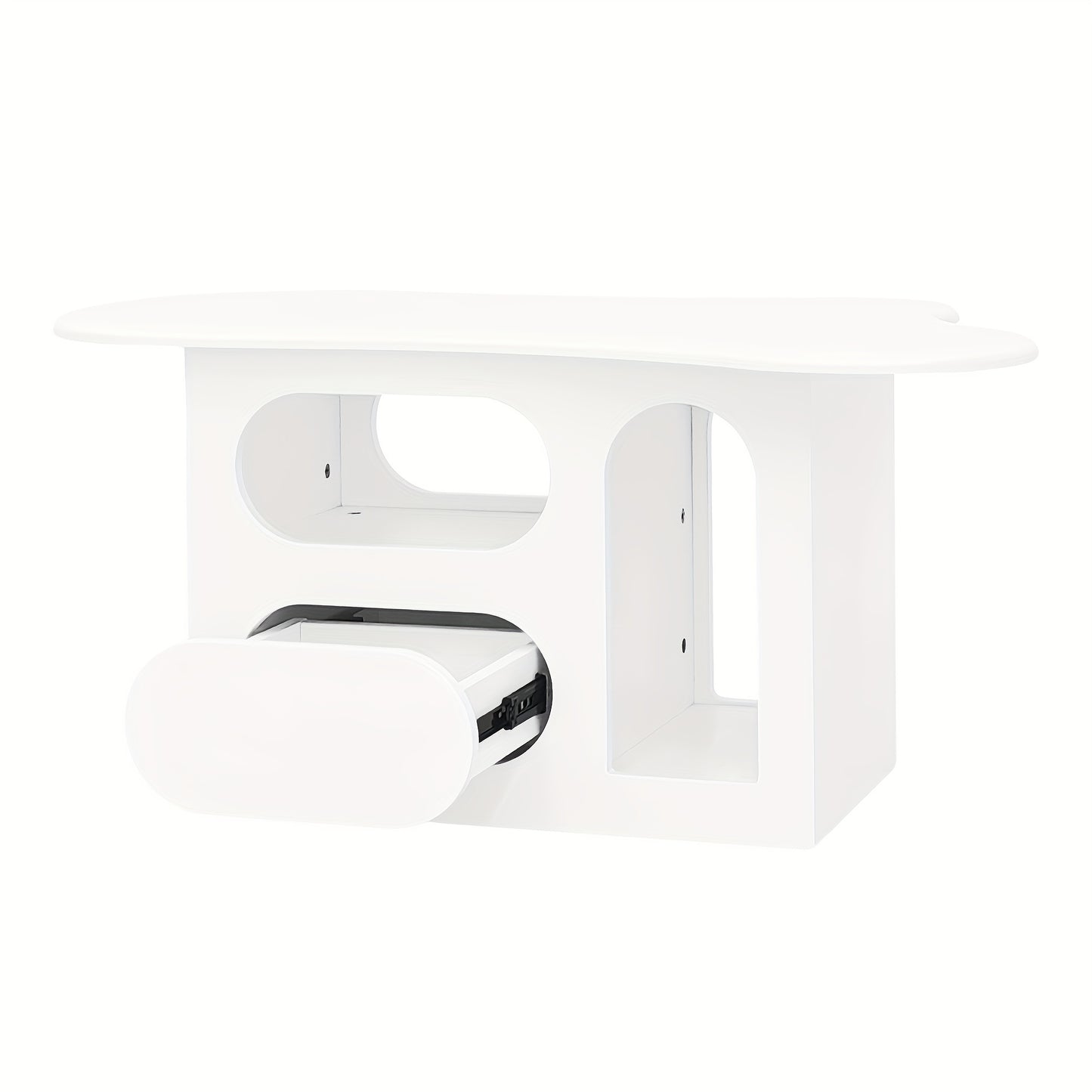 Salontafel – Tafel – Koffietafel – Woonkamertafel – Bijzettafel – Wolkvormig Design – Ruime Opberglade – Compact & Lichtgewicht – Duurzame Constructie