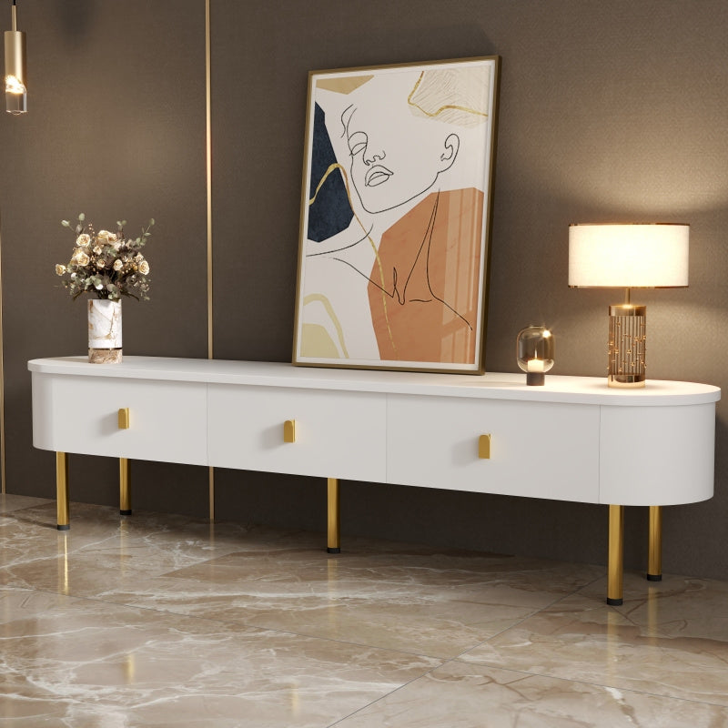 TV Meubel – Tv Kast – Lowboard – Dressoir – Media Meubel – Modern Design – Gouden Handgrepen – Gebogen Hoeken