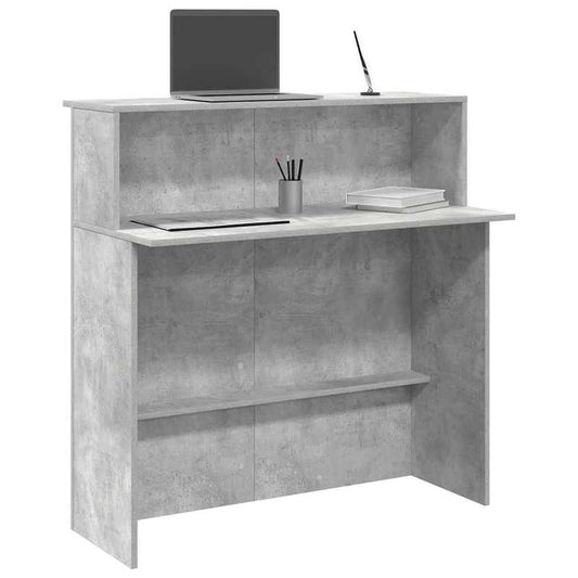 Reception Desk Made of Concrete in Gray, Measuring 100X50X103.5 Cm, Constructed from Durable Wood Material.