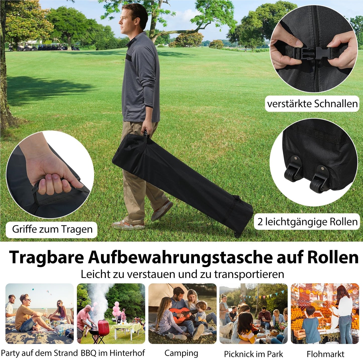 Pop-up Tuinpaviljoen 3x3 M – Partytent – Schaduwdoek – Vouwtent – Zonnescherm – UV50+ Bescherming – Waterafstotend Oxford Stof – Inclusief Zijwand & Zandzakken