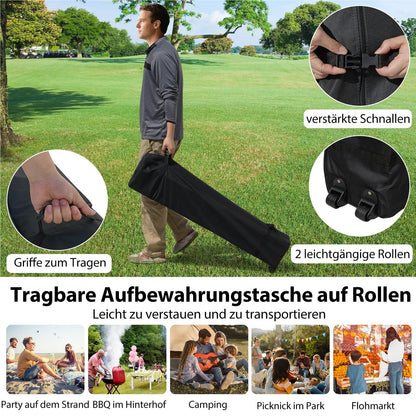 Pop-up Tuinpaviljoen 3x3 M – Partytent – Schaduwdoek – Vouwtent – Zonnescherm – UV50+ Bescherming – Waterafstotend Oxford Stof – Inclusief Zijwand & Zandzakken