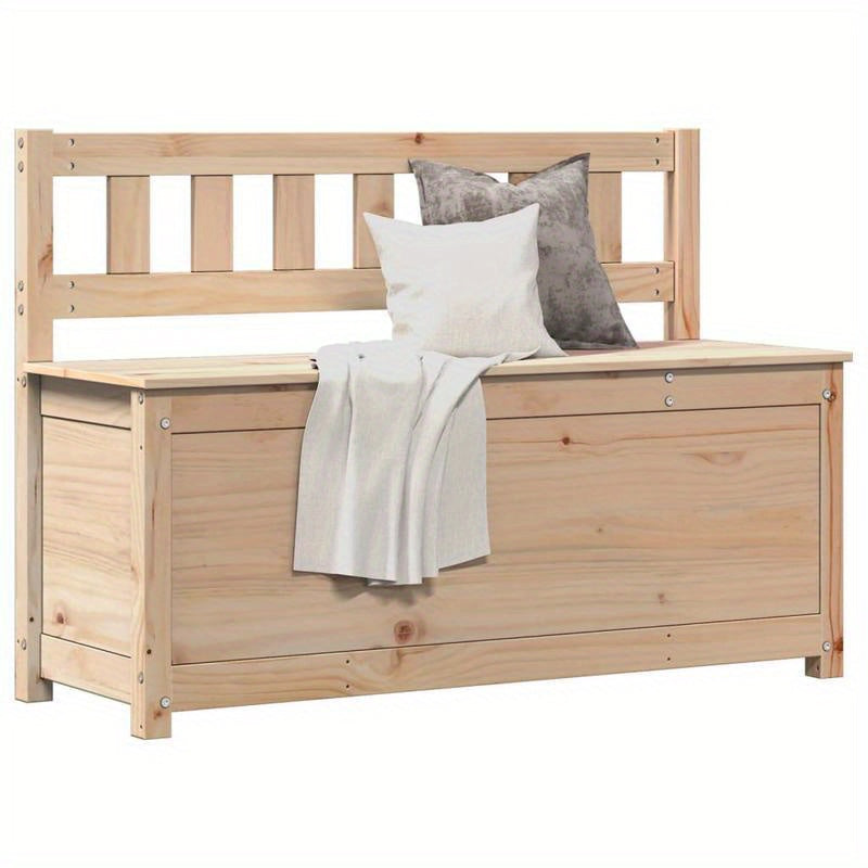 Modern Solid Pine Bench with Storage - 104.14cmW x 44.45cmD x 76.2cmH - Light Wood Finish, Versatile Shoe Rack or Living Room Ottoman