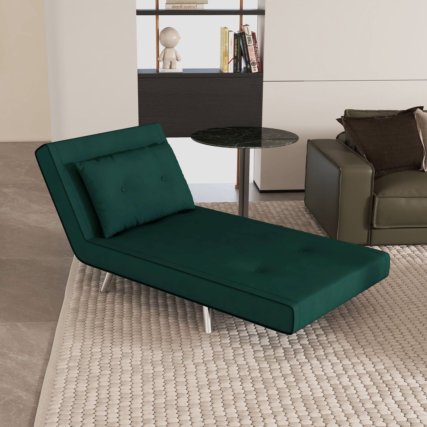 Relaxfauteuil – Relaxstoel – Ligstoel – Leesstoel – Zitzak – Donkergroen – Verstelbare Rugleuning – Linnen Look Bekleding