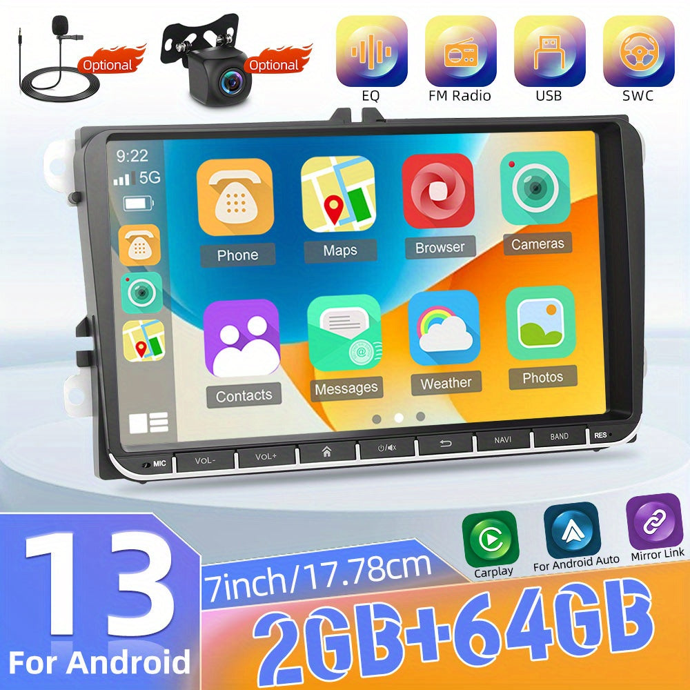 Autoradio – 2DIN Multimedia Speler – Car Radio – Auto Stereo – Double Din – Android 13 – 22,86 cm Capacitive Touchscreen – Draadloze CarPlay & Android Auto