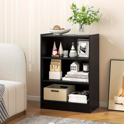 Boekenkast – Vitrinekast – Opbergkast – Wandrek – Openkast – 3-vaks Verstelbare Planken – Water- en Krasbestendig Zwart