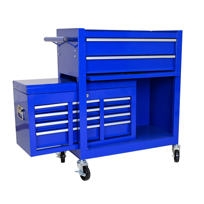 Gereedschapskist – Werkplaatskast – Tool Chest – Gereedschapskast – Metaalkist – 8 Laden – RVS Stalen Constructie – Mobiel Met 4 Wielen – Slot En Afneembare Toolbox