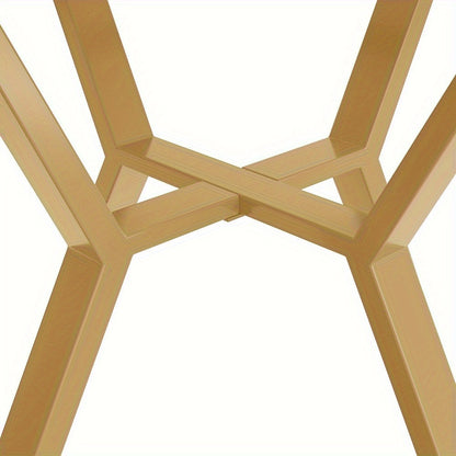 Eettafel – Dinertafel – Keukentafel – Ronde Tafel – Tafeltje – 1 Meter Diameter – Wit-Grijs Marmeren Blad – Stevige Metalen Poten