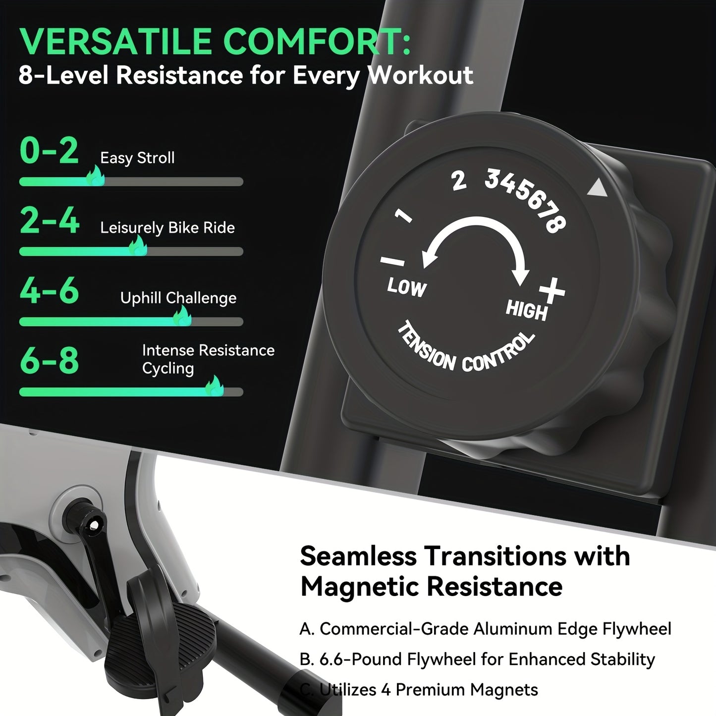 Hometrainer – Fitnessfiets – Indoorfiets – Spinningfiets – Fietstrainer – 8 Verstelbare Magnetische Weerstand – Opvouwbaar Met Comfortabele PU-Zitting
