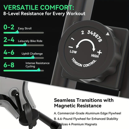 Hometrainer – Fitnessfiets – Indoorfiets – Spinningfiets – Fietstrainer – 8 Verstelbare Magnetische Weerstand – Opvouwbaar Met Comfortabele PU-Zitting