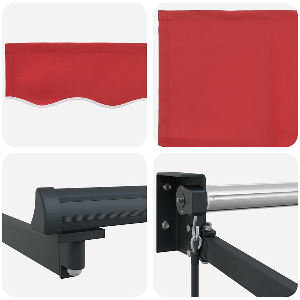 Handmatige Vouwzonwering – Uitschuifbare Zonwering – Zonneluifel – Schaduwdoek – Balkonzonwering – Rood – 450x300 cm – UV- en Waterbestendig Polyester