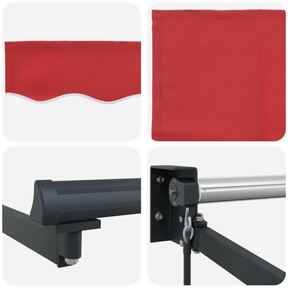 Handmatige Vouwzonwering – Uitschuifbare Zonwering – Zonneluifel – Schaduwdoek – Balkonzonwering – Rood – 450x300 cm – UV- en Waterbestendig Polyester