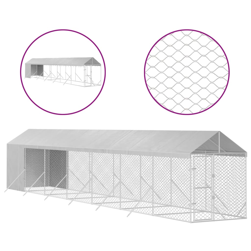 Hondenkennel – Hondenren – Puppyren – Hondenhok – Dierenkennel – Gegalvaniseerd Staal – Water- en UV-Bestendig Dak 2x1,4x2,5m