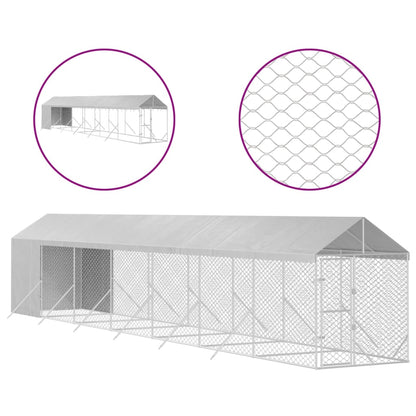 Hondenkennel – Hondenren – Puppyren – Hondenhok – Dierenkennel – Gegalvaniseerd Staal – Water- en UV-Bestendig Dak 2x1,4x2,5m