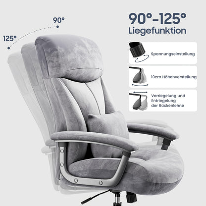 Bureaustoel – Office Chair – Draaistoel – Kantoorstoel – Ergonomische Stoel – XXL Breede Zitting – Metalen Frame – Max. 200 kg Belastbaar