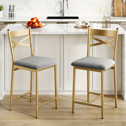 Barstoelen Set – Barkrukken – Keukenstoelen – Counterstoelen – Barstoelen Met Rugleuning – Zacht Gestoffeerd Met Memory Foam – Stevig Met Metalen Frame