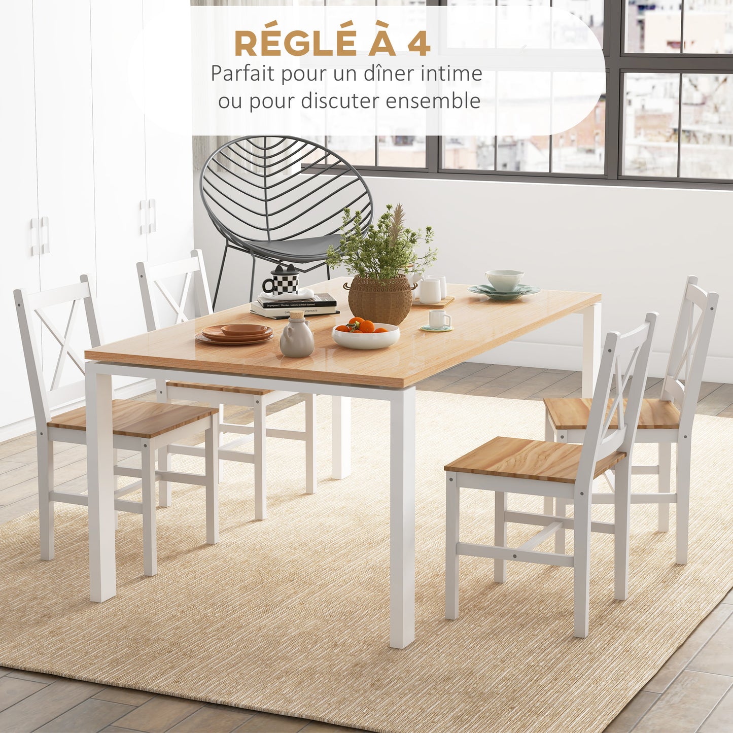 Eetkamerstoelen – Keukenstoelen – Stoelen – Landelijke Stoelen – Houten Stoelen – Set Van 4 – Massief Grenenhout – Hoge Rugleuning Ergonomisch