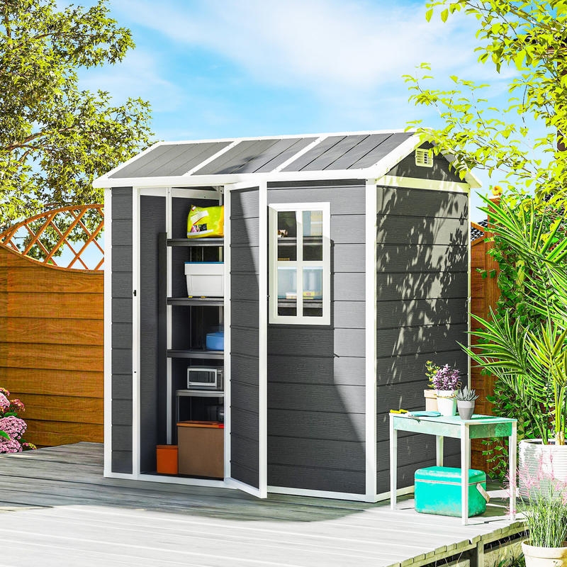 Opbergschuur Tuinschuur Buitenschuur Berging Fietsenstalling – Compact Formaat – Duurzaam Resin Kunststof – Afsluitbare Deur – Modulair Ontwerp