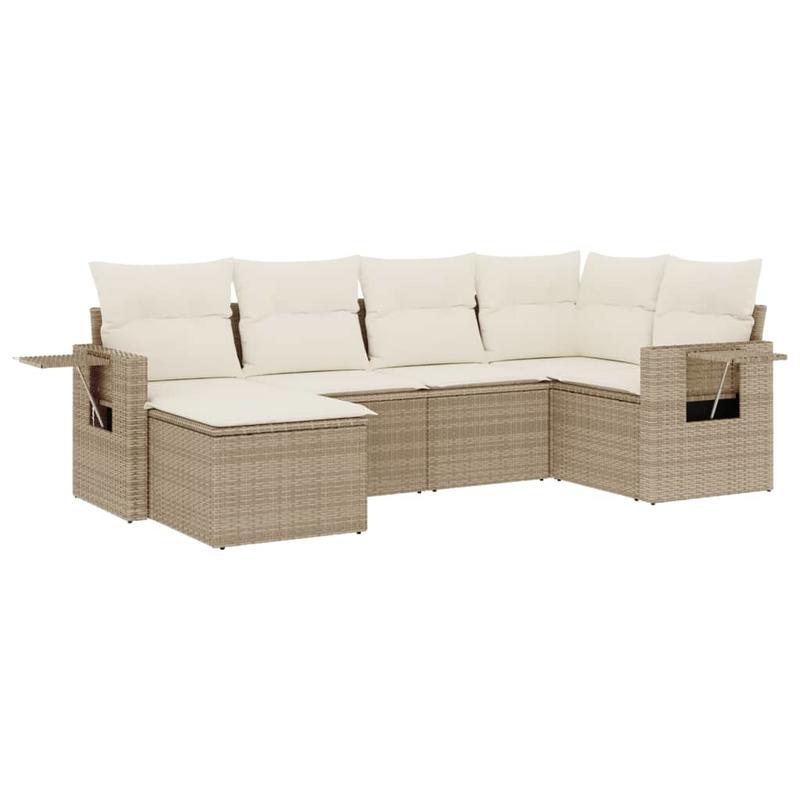 Loungeset – Tuinset – Loungesofa – Tuinmeubel – Modulair – Beige Kleur – Weerbestendig Poly Rattan – Stevig Metalen Frame