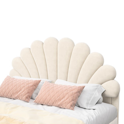 Double Bed Frame with Slatted Base and Headboard, 140 x 200 cm, Velvet, for Bedroom, bbbgddsbb (Mattress Not Included). 4fa54f6e