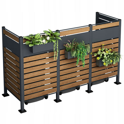 Afvalcontainerbehuizing – Containerkast – Afvalbak Opbergbox – Prullenbak Schuilplek – Afvalopslag – Voor 4 Containers 240L – Weerbestendig Kunststof – Gasveer Deksel Met Schokdempers