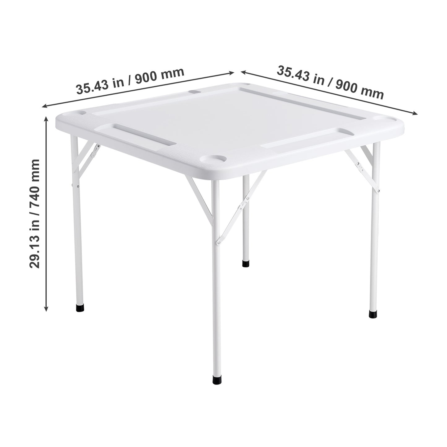 Vouwtafel – Speltafel – Kaarttafel – Mahjongtafel – Opvouwbare Tafel – 4 Bekerhouders – Duurzaam HDPE Blad