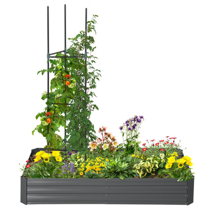 Metalen Bloembak Tuinbak Plantbak Plantenbak Kruidenbak – Antraciet Grijs – Grote Capaciteit 180x90x29,5 cm – Roestbestendig Met Klimrek