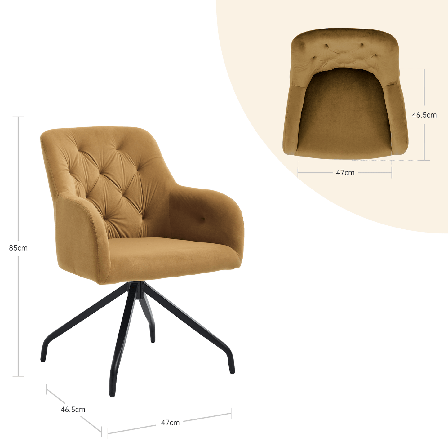 Eetkamerstoel – Eetkamerstoelen – Keukenstoel – Velvet Stoel – Draaibare Stoel Met Armleuningen – Set Van 2 – Stijlvolle Zachte Bekleding – Robuust Metaal X-Frame