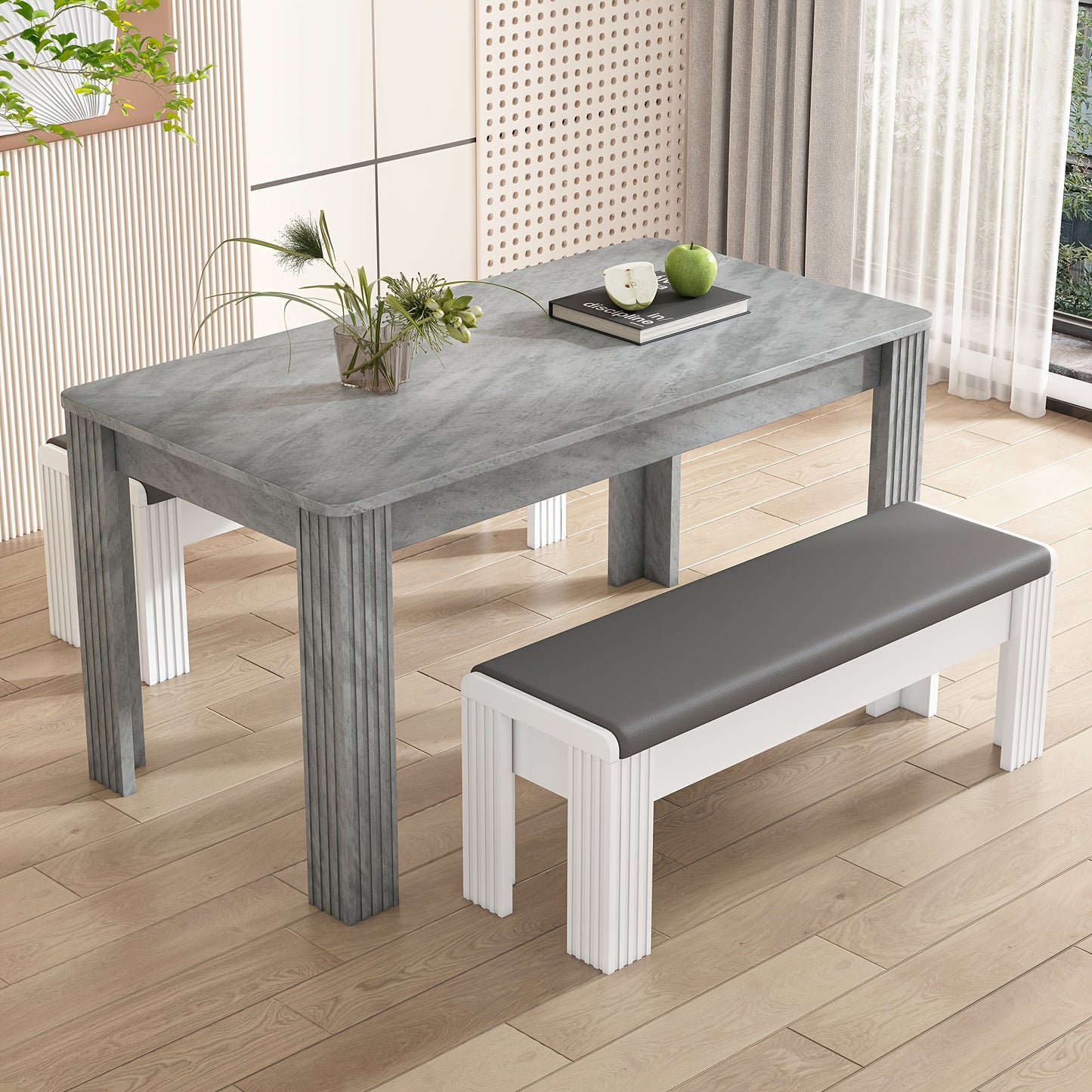Eettafel – Tafel – Eetkamertafel – Koffietafel – Dinertafel – Grijs Betonlook – Stevige Vierpootsconstructie – Onderhoudsvriendelijk Oppervlak