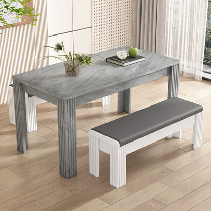 Eettafel – Tafel – Eetkamertafel – Koffietafel – Dinertafel – Grijs Betonlook – Stevige Vierpootsconstructie – Onderhoudsvriendelijk Oppervlak