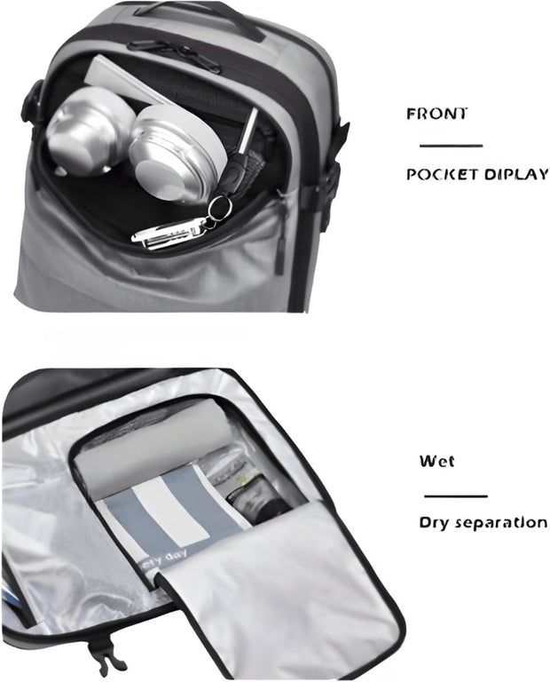 Vacuümrugzak - 60L - Waterdichte rugzak - 17” laptopvak - Inclusief pomp - 49 cm x 32 cm x 15 cm /20 cm - Blauw