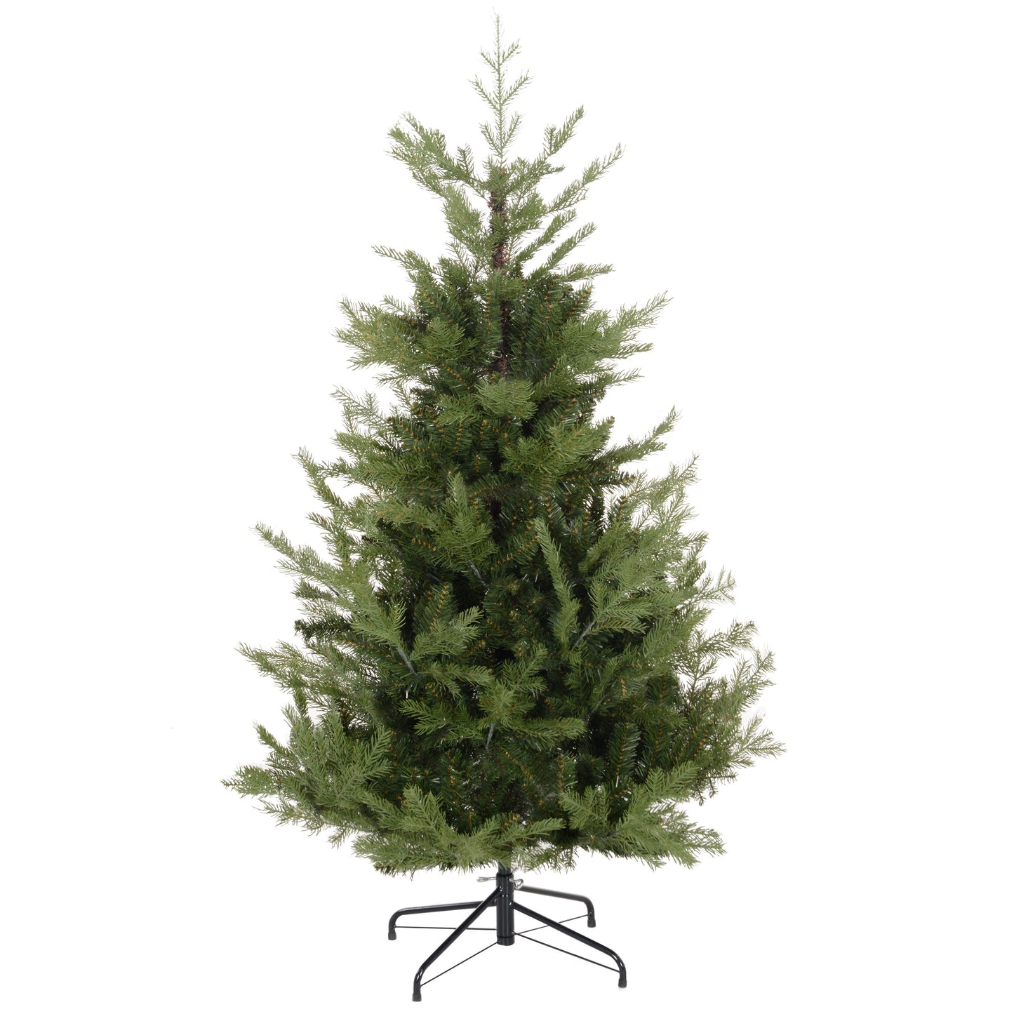Kunstkerstboom – Kunstkerstboom met LED – Kunstkerstboom nepspar – Kunstkerstboom groen – Kunstkerstboom binnen – Realistische uitstraling – Eenvoudig op te zetten – 150 cm hoog – Stevige metalen voet
