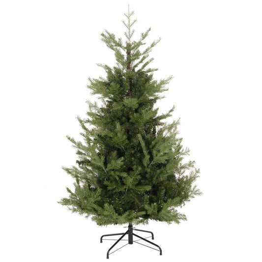 Kunstkerstboom – Kunstkerstboom met LED – Kunstkerstboom nepspar – Kunstkerstboom groen – Kunstkerstboom binnen – Realistische uitstraling – Eenvoudig op te zetten – 150 cm hoog – Stevige metalen voet