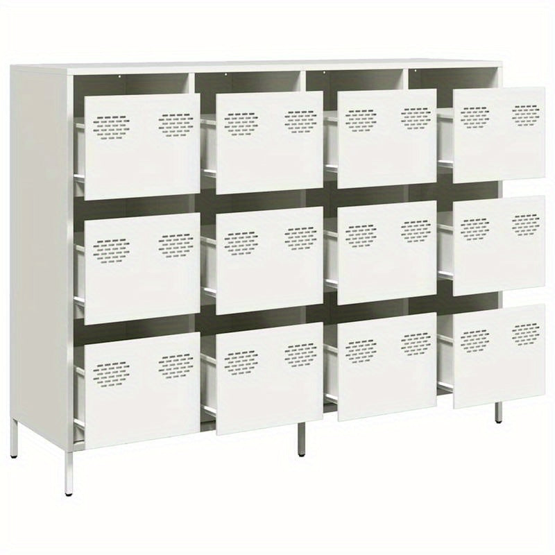 Dressoir – Sideboard – Opbergkast – Ladekast – Commode – Modern – Metaal – 12 Lades – Koudgewalst Staal – 135x39x103,5 cm