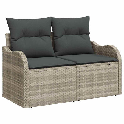 Modulaire Loungeset – Tuinset – Buitenbank – Loungesofa – Zithoek Buiten – Lichtgrijs – Kunststof Rattan – Waterafstotende Kussens – Verstelbare Poten