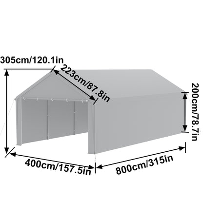 Carport Tent – Garage Tent – Opvouwbare Overkapping – Opslagtent – Auto Tent – 4x6 Meter – Stevig Metalen Frame – Afneembare Zijwanden