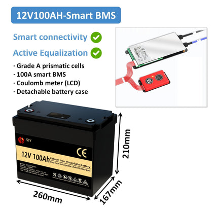 Li-ion Accu – Lithium Batterij – Caravan Accu – Camping Accu – Boot Accu – 12V 100Ah LiFePO4 – Smart Battery Management System