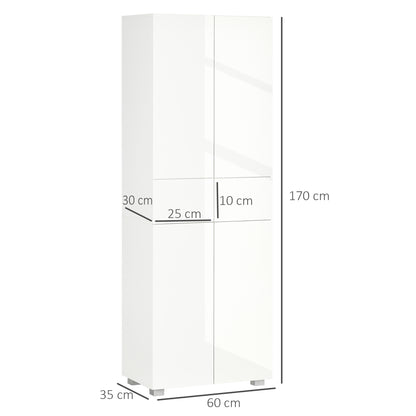 Keukenkast – Buffetkast – Opbergkast – Dressoir – Kast Met Laden – Modern Wit Gelakt – 4 Deuren En 2 Laden – Verstelbare Planken – Hoog 170 Cm