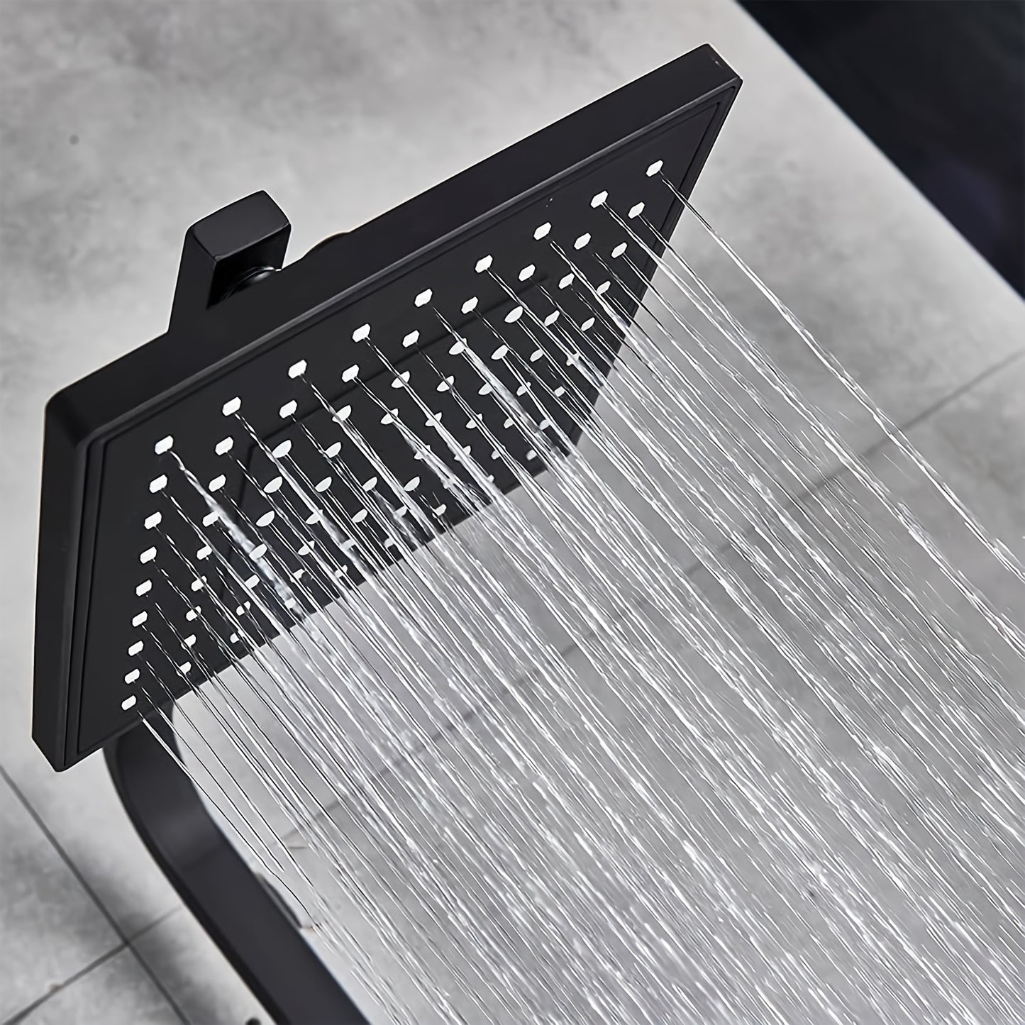 Luxurious Matte Black Rainfall Shower System Kit - 20.32 cm Square Rain Shower Head & Handheld Spray With Adjustable Height Brass Holder, Free Hose, 3-Function Retrofit Set For A Premium Bathroom Experience, Shower Accessorie
