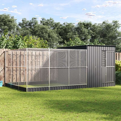 Silvery Galvanized Steel Aviary with Expandable Chamber 497x303x216cm - Heavy-Duty Modular Enclosure, Powder-Coated Finish, Reinforced for Medium Birds, Pet Bird Housing, Bird Enclosure, Sturdy Construction, Weatherresistant
