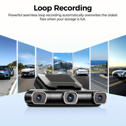 Dashcam – Auto Camera – 4-Kanaals Recorder – Beveiligingscamera – Wegencamera – 4K Voor + 1080p Achter – Wifi & GPS Met Nachtzicht